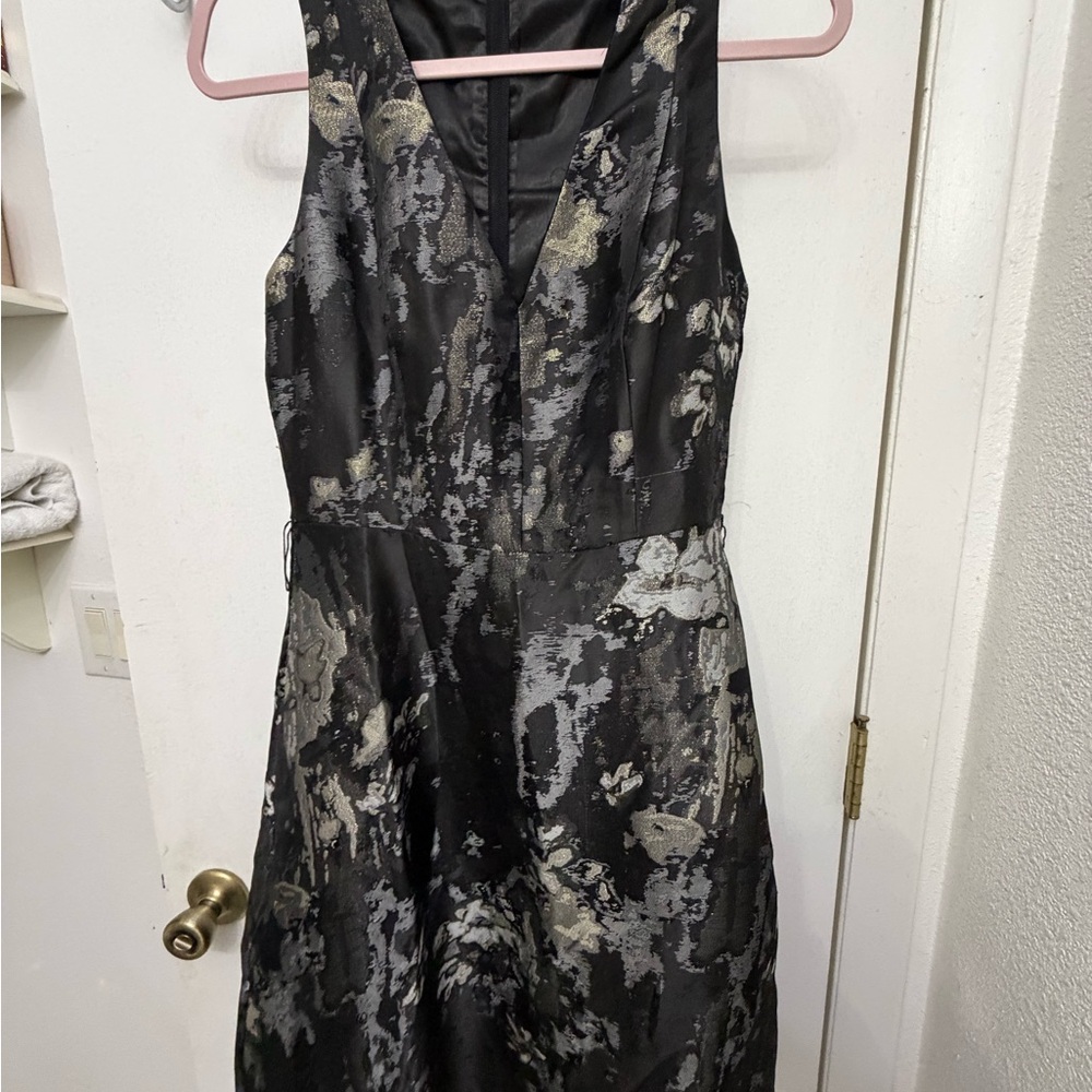 Elegant White House Black Market Black and Silver Dress